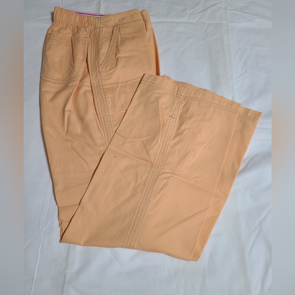 Peach Women's Top with Pink Trim - Picture 2 of 3